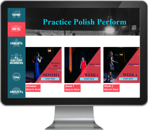 Image of how the Practice. Polish. Perform. portal looks on a computer screen